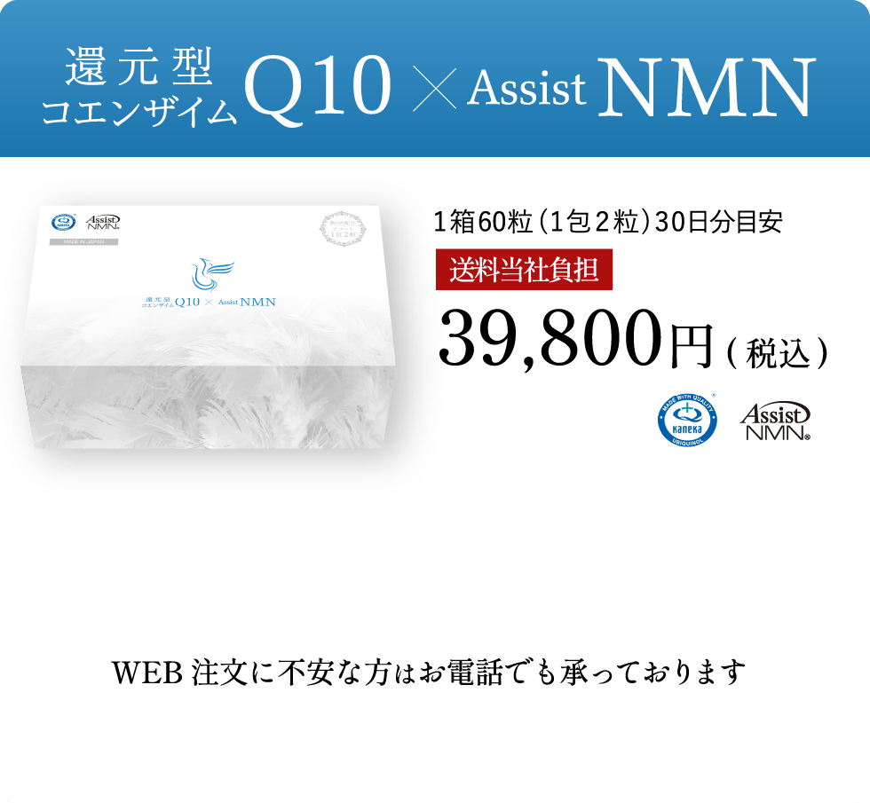 還元型コエンザイムQ10×Assist NMN 1箱60粒 30日分目安 39,800円税込 送料無料